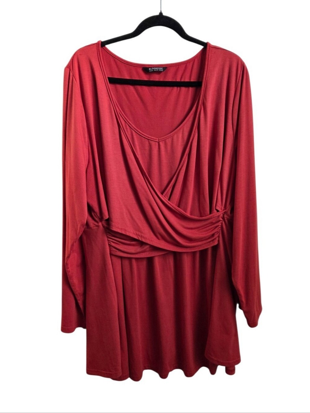 BloomChic Rust Orange V-Neck Faux Wrap Blouse Womans Size 22-24 NWOT